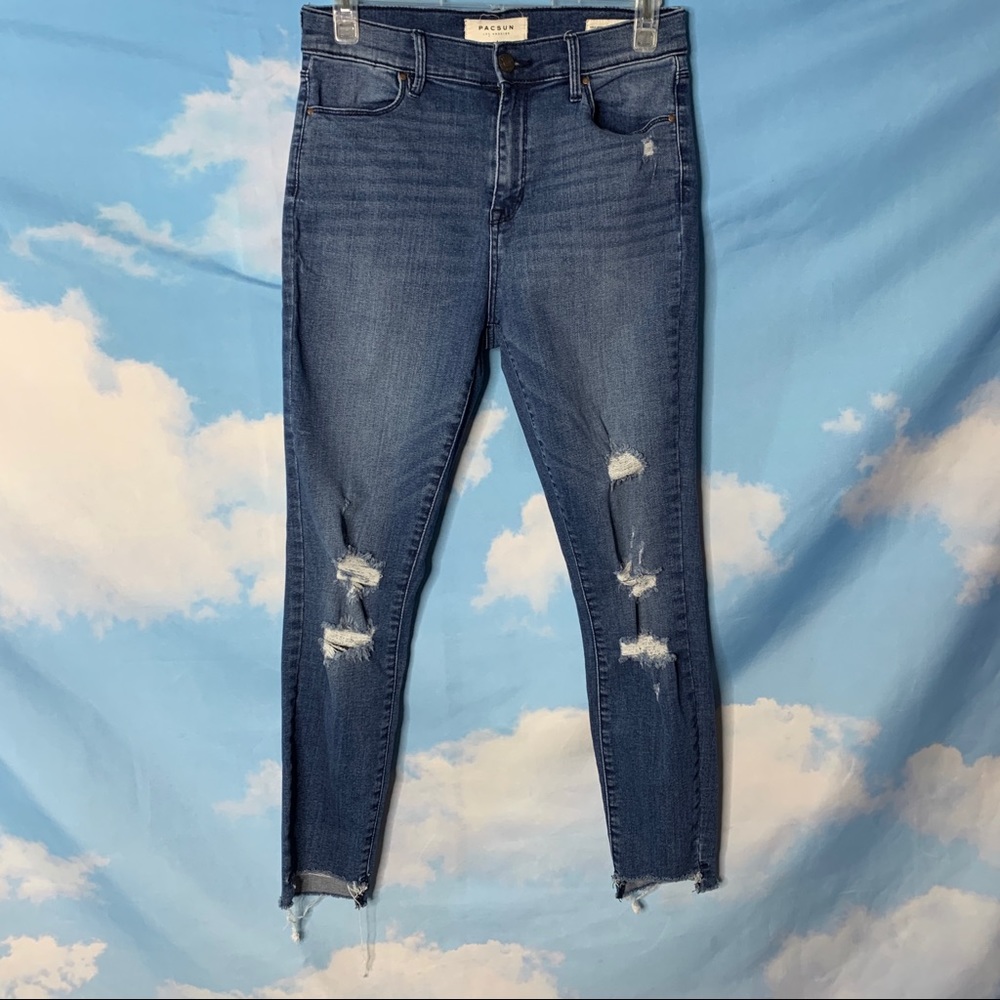 PacSun-High Rise Ankle Distressed Jeggings size 27 - Picture 1 of 12